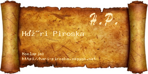 Hári Piroska névjegykártya